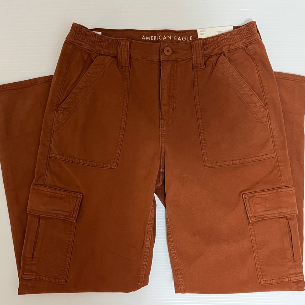 Burnt Orange AE Stretch Cargo Straight Pant